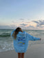 “Life Comes in Waves” Oversized “Seaside Blue” Embroidered Hoodie