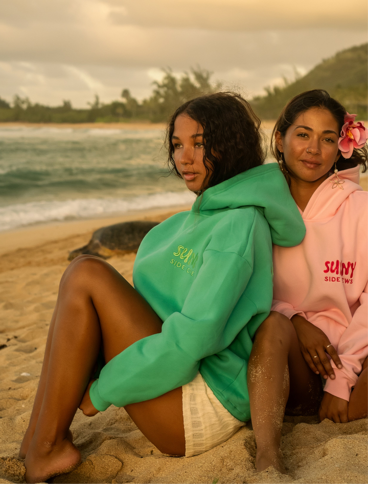 Color Block Zip Hoodie Sea Glass