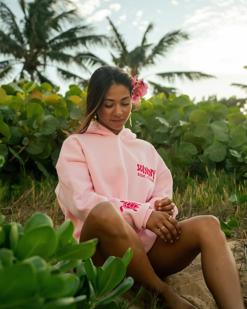 “Protect The Locals” Oversized “Shell-Pink” Embroidered Hoodie