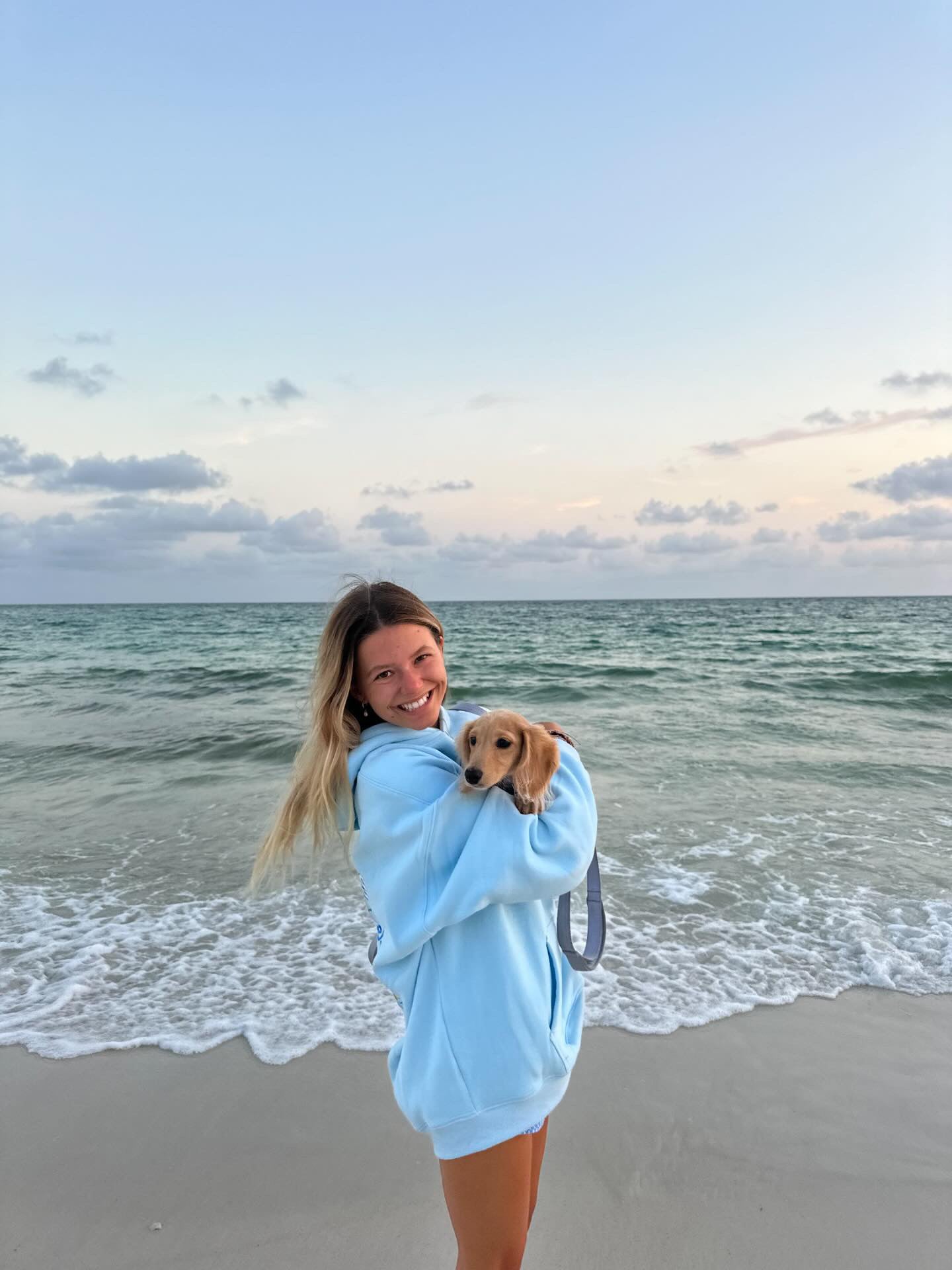 “Life Comes in Waves” Oversized “Seaside Blue” Embroidered Hoodie