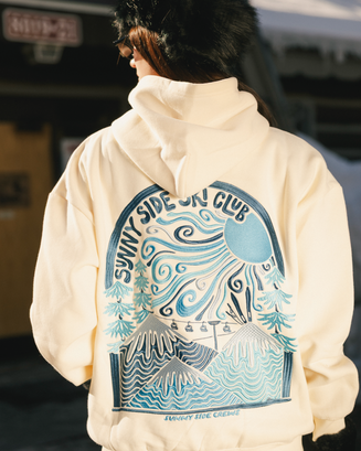 “Sunny Side Ski Club” Oversized “SnowDrift” Embroidered Holdie