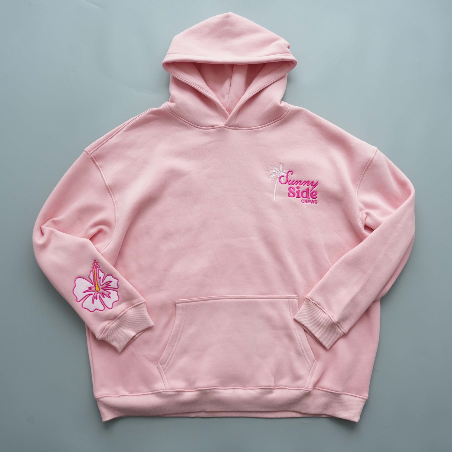 “Life Comes in Waves” Oversized “Blush Shores” Embroidered Hoodie