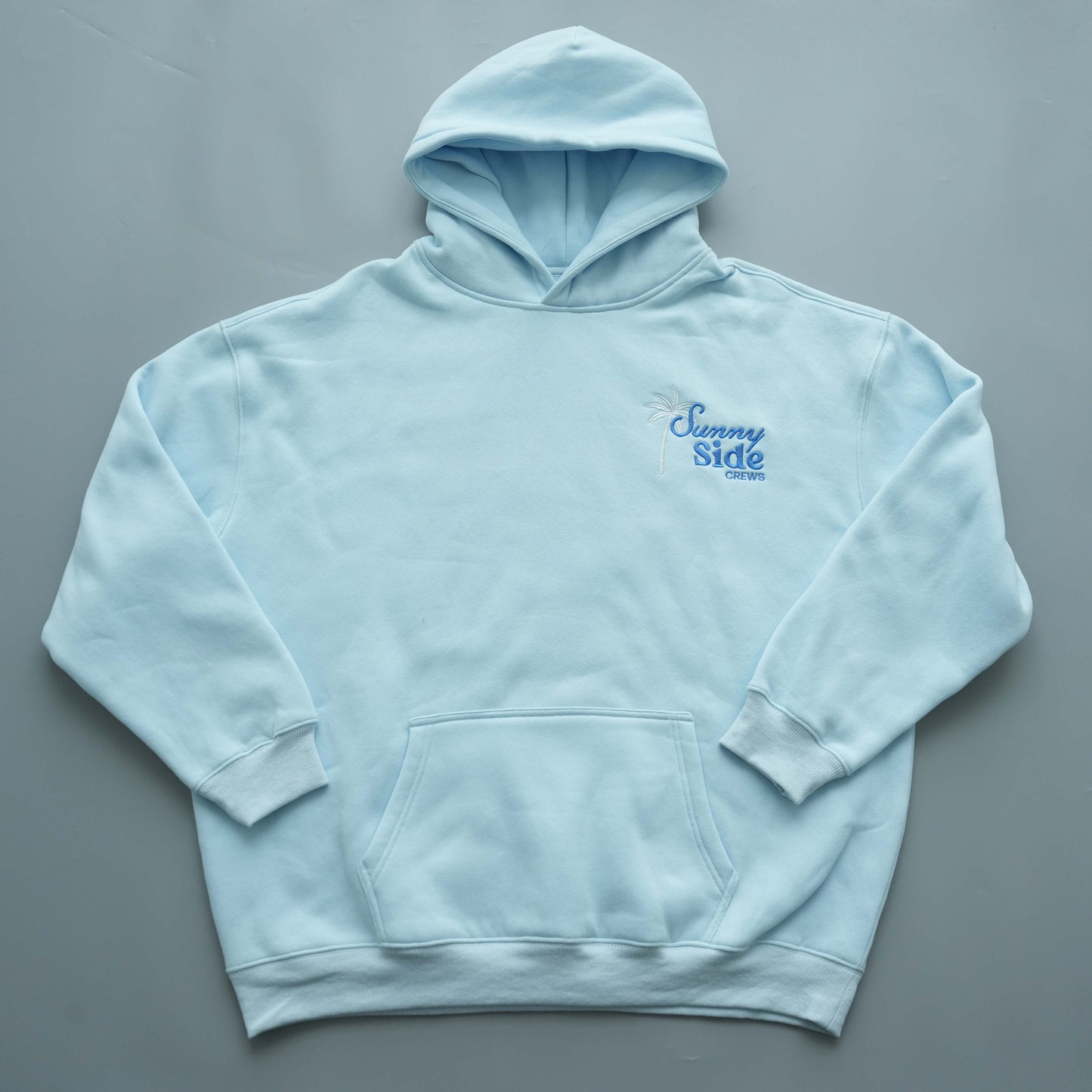 “Life Comes in Waves” Oversized “Seaside Blue” Embroidered Hoodie