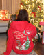 “Meet Me at The Christmas Tree Farm” Oversized “Cranberry” Embroidered Hoodie