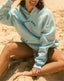 “Laguna Shell” Oversized “Azure Blue” Embroidered Hoodie